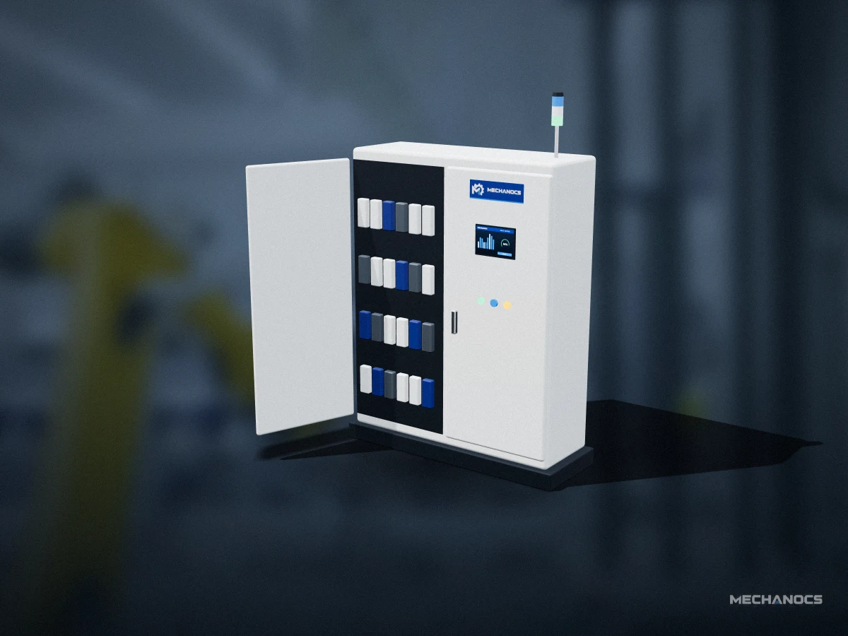 لوحات التحكم PLC و HMI — منظور أمامي جانبي